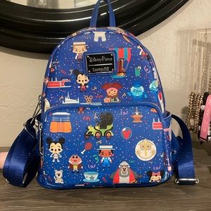 Disneyparks blue chibi AOP loungefly mini backpack